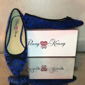 PENNY LOVES KENNY NIP Blue/Black Faux Hair Ballet Flat